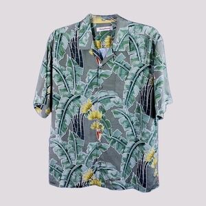 Tommy Bahama Men's Large Silk Hawaiian Shirt Short Sleeve Summer Floral Aloha